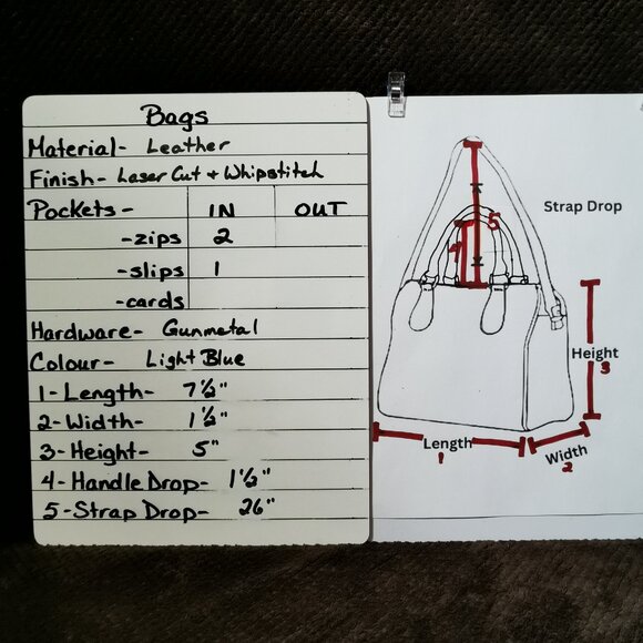 Unique Light blue/Gunmetal Laser Cut Bibi Crossbody EUC #244 - Picture 15 of 15